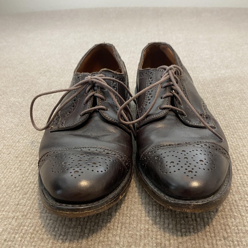 Allen Edmonds Shoes Mens Size 9 D Brown Leather Cap Toe Brogue Dress Oxfords - Picture 4 of 12